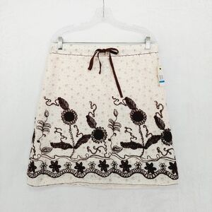 Studio M Black & Tan Floral Cotton Cottage Core A-line Mini Skirt 5041